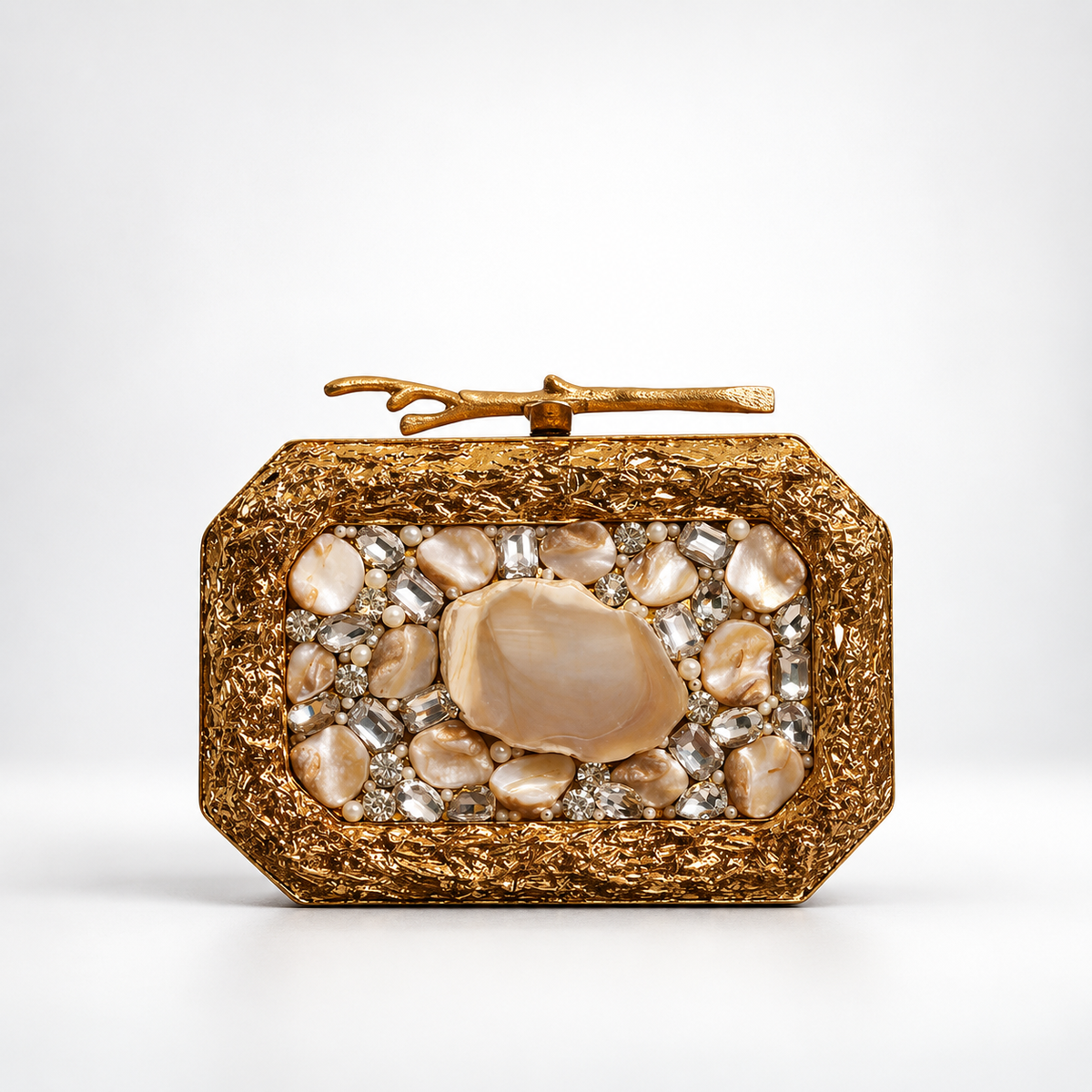 Burj Embellished Agate Stone Clutch DBP
