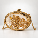 Noor Golden Brass Mother of Pearl Clutch DBP
