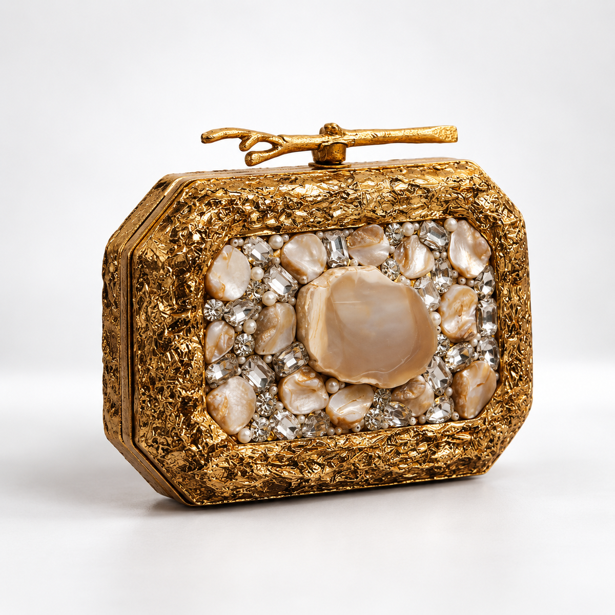 Burj Embellished Agate Stone Clutch DBP