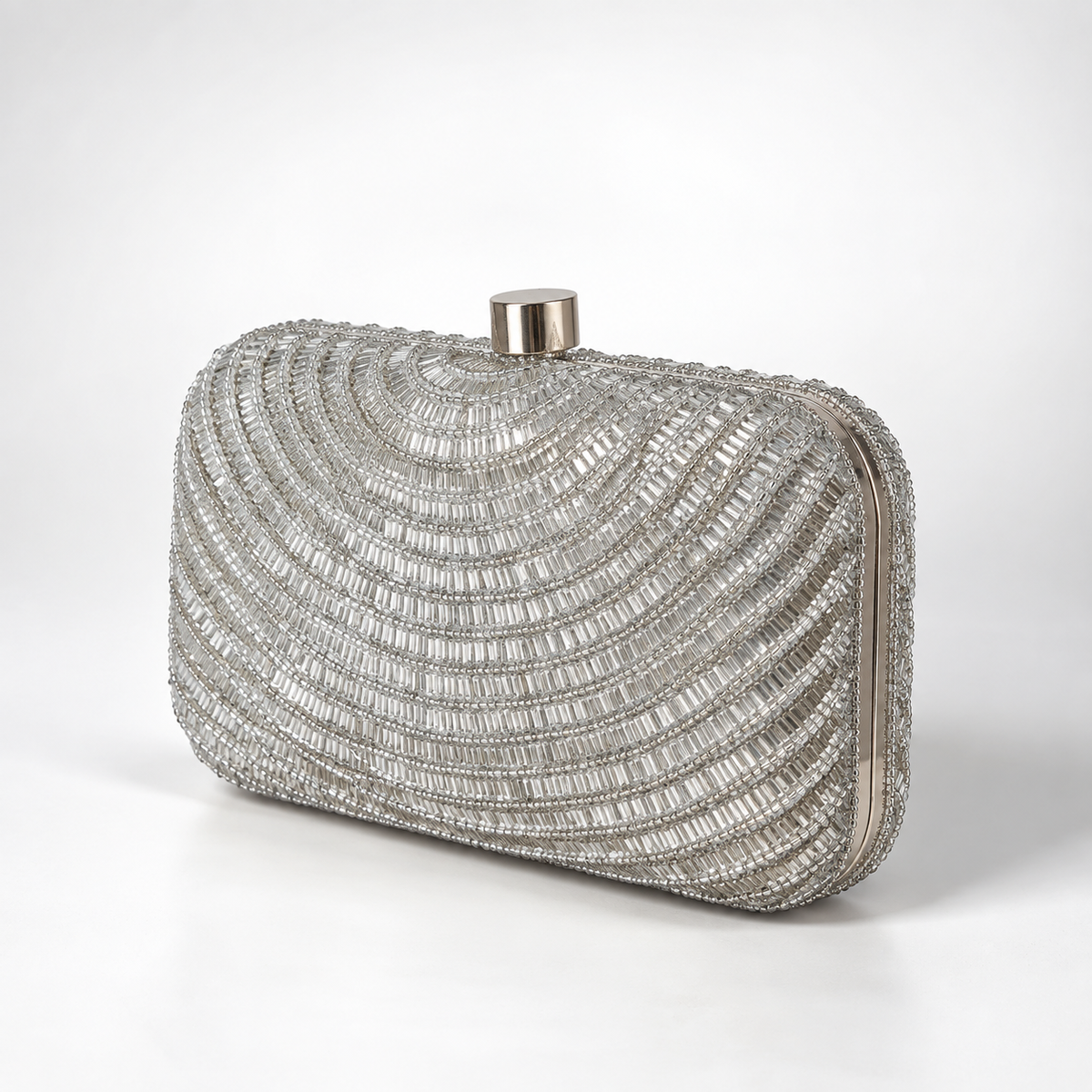Glitz Silver Hand Embroidered Party Clutch DBP