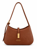 Dune Tan Textured Baguette Shoulder Bag with Adjustable Strap