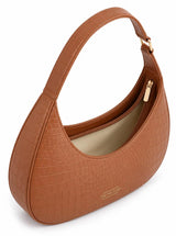 Blair Brown Croc Textured Shoulder Bag