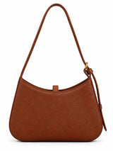 Dune Tan Textured Baguette Shoulder Bag with Adjustable Strap