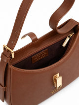 Dune Tan Textured Baguette Shoulder Bag with Adjustable Strap