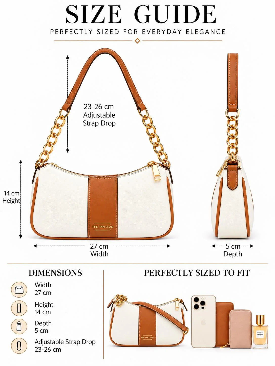 Elle Brown Colorblock Chain Strap Shoulder Bag