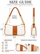 Elle Brown Colorblock Chain Strap Shoulder Bag