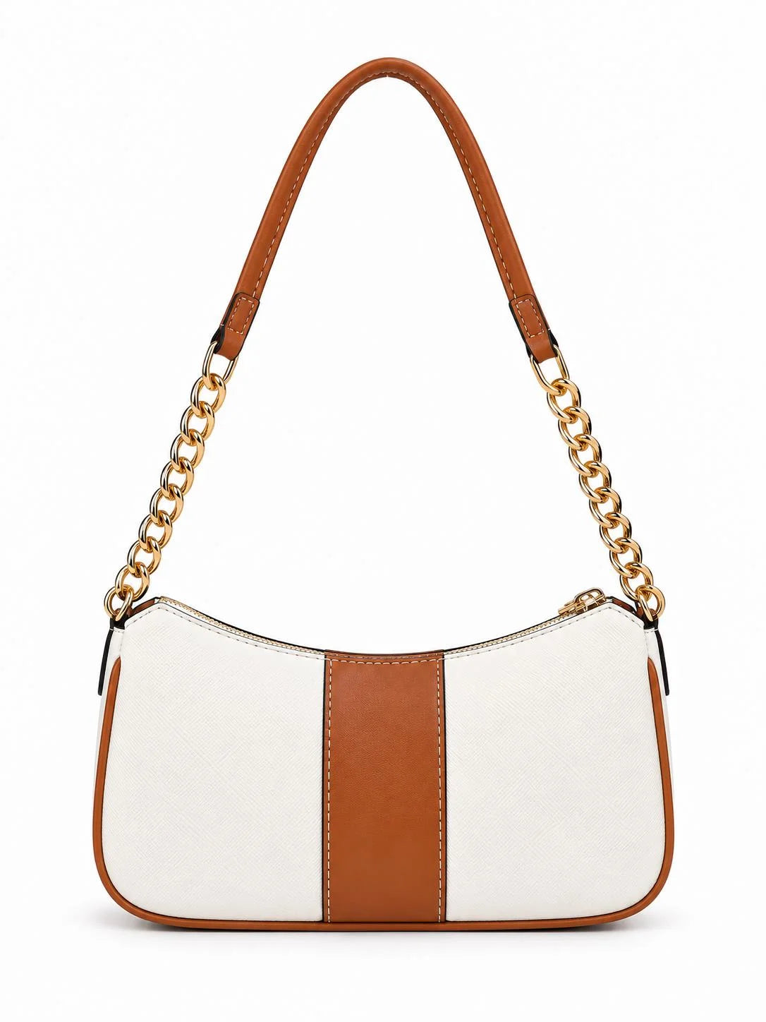 Elle Brown Colorblock Chain Strap Shoulder Bag