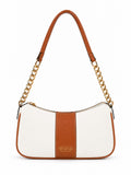 Elle Brown Colorblock Chain Strap Shoulder Bag
