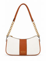 Elle Brown Colorblock Chain Strap Shoulder Bag