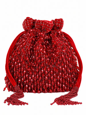 Rosa Potli Bag with Handle - Red