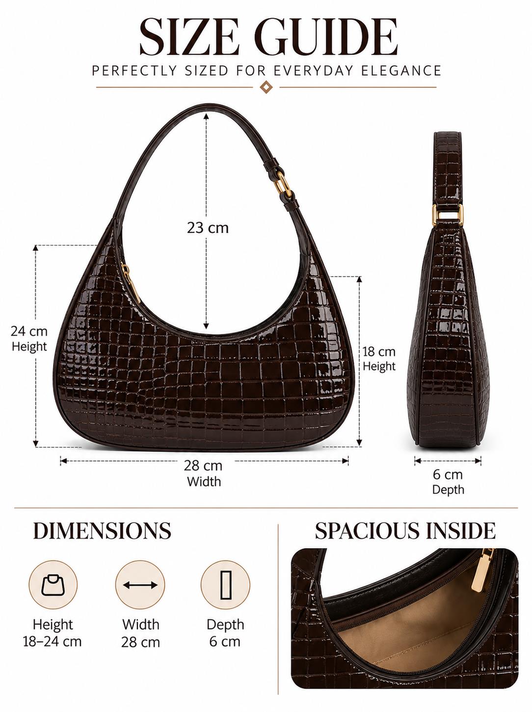 Blair Brown Shiney Croc Textured Shoulder Bag