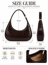 Blair Brown Shiney Croc Textured Shoulder Bag