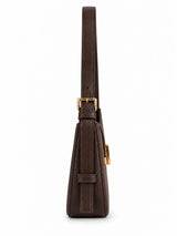 Dune Brown Textured Baguette Shoulder Bag with Adjustable Strap