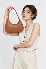 Blair Brown Croc Textured Shoulder Bag