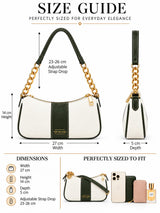 Elle Ivory Green Colorblock Chain Strap Shoulder Bag