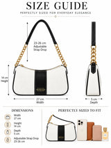 Elle black colorblock chain strap shoulder bag with elegant design, featuring a stylish shoulder strap and compact handbag size.