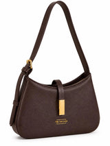 Dune Brown Textured Baguette Shoulder Bag with Adjustable Strap