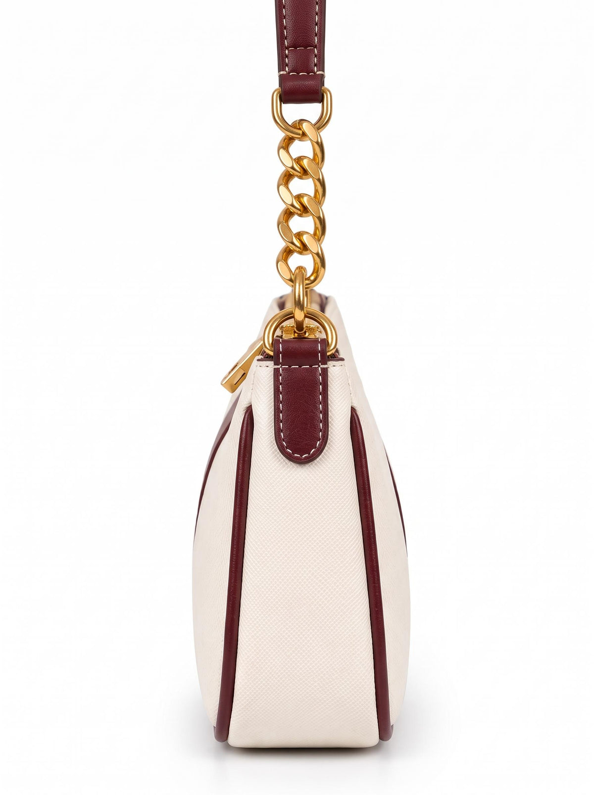 Elle Burgundy Colorblock Chain Strap Shoulder Bag