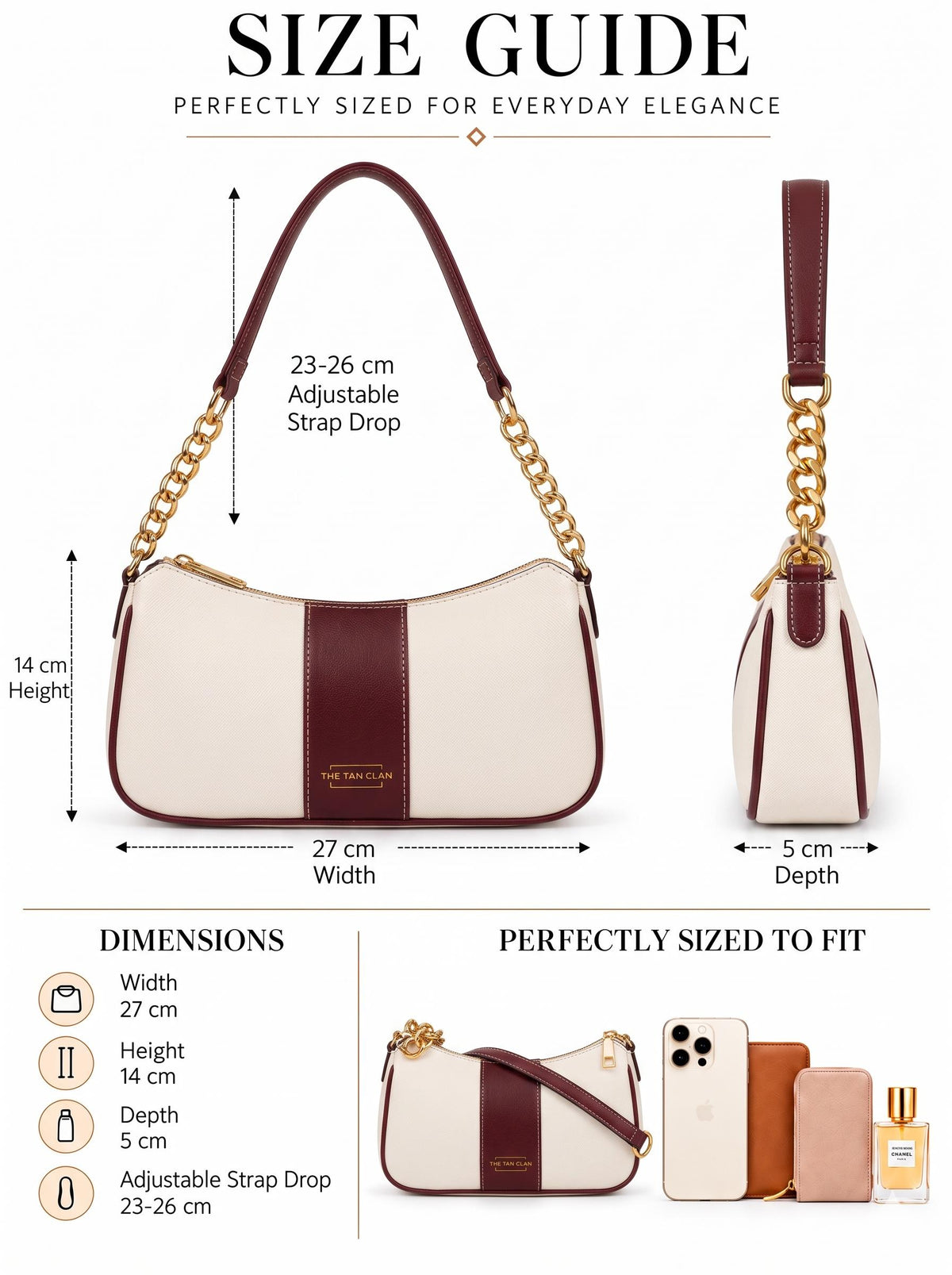 Elle Burgundy Colorblock Chain Strap Shoulder Bag