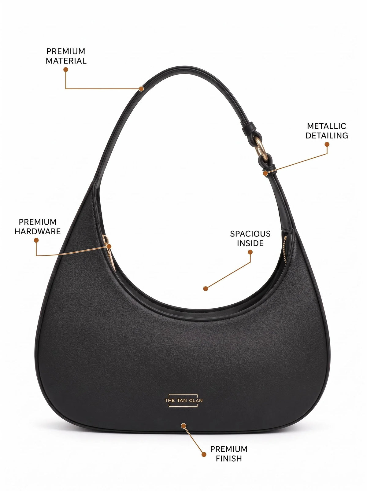 Blair Black Croc Textured Shoulder Bag