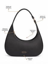 Blair Black Croc Textured Shoulder Bag