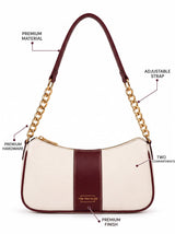 Elle Burgundy Colorblock Chain Strap Shoulder Bag