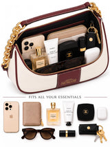 Elle Burgundy Colorblock Chain Strap Shoulder Bag