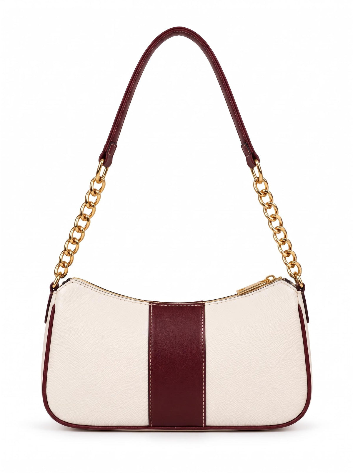 Elle Burgundy Colorblock Chain Strap Shoulder Bag