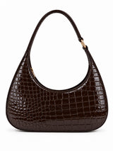 Blair Brown Shiney Croc Textured Shoulder Bag