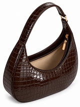 Blair Brown Shiney Croc Textured Shoulder Bag