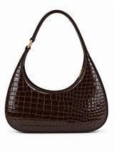 Blair Brown Shiney Croc Textured Shoulder Bag