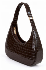 Blair Brown Shiney Croc Textured Shoulder Bag