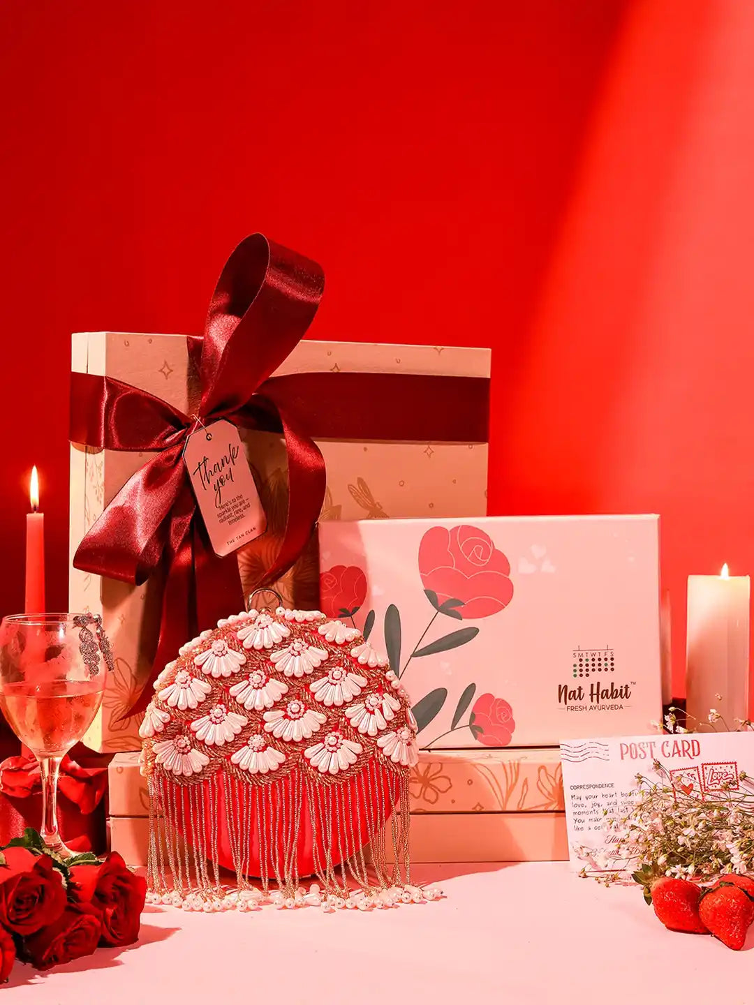 Self-Care Gift Set - Irsa Round Clutch with Nathabit (Set of 6)