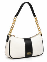 Elle black colorblock chain strap shoulder bag with ivory and black trim, stylish accessory from THE TAN CLAN.