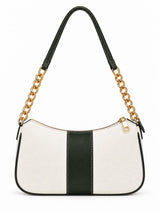 Elle Ivory Green Colorblock Chain Strap Shoulder Bag