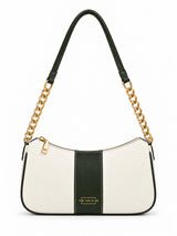 Elle Ivory Green Colorblock Chain Strap Shoulder Bag