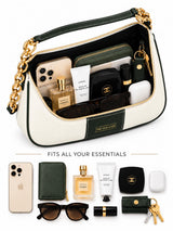 Elle Ivory Green Colorblock Chain Strap Shoulder Bag