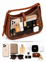 Dune Tan Textured Baguette Shoulder Bag with Adjustable Strap