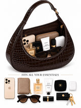 Blair Brown Shiney Croc Textured Shoulder Bag