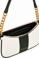 Elle Ivory Green Colorblock Chain Strap Shoulder Bag