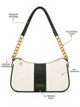Elle Ivory Green Colorblock Chain Strap Shoulder Bag