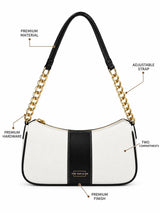 Elle black colorblock chain strap shoulder bag by THE TAN CLAN, showcasing premium leather with stylish chain details.