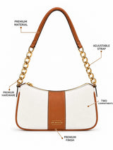 Elle Brown Colorblock Chain Strap Shoulder Bag