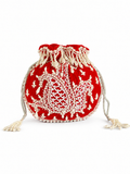 Sukoon Hand Embroidered Potli with Pearl Handle - Red