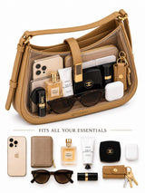 Dune Camel Textured Baguette Shoulder Bag with Adjustable Strap