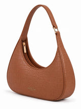 Blair Brown Croc Textured Shoulder Bag