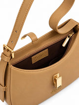 Dune Camel Textured Baguette Shoulder Bag with Adjustable Strap