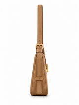 Dune Camel Textured Baguette Shoulder Bag with Adjustable Strap