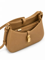 Dune Camel Textured Baguette Shoulder Bag with Adjustable Strap