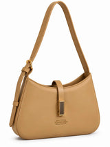 Dune Camel Textured Baguette Shoulder Bag with Adjustable Strap